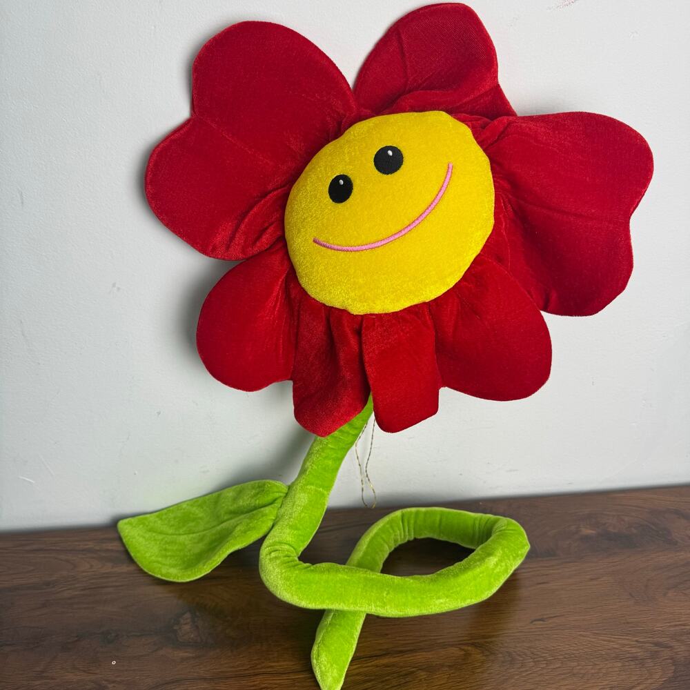 Fiesta Smiley Flower Plush Bendable Poseable Stem Red Yellow 48” Large‎